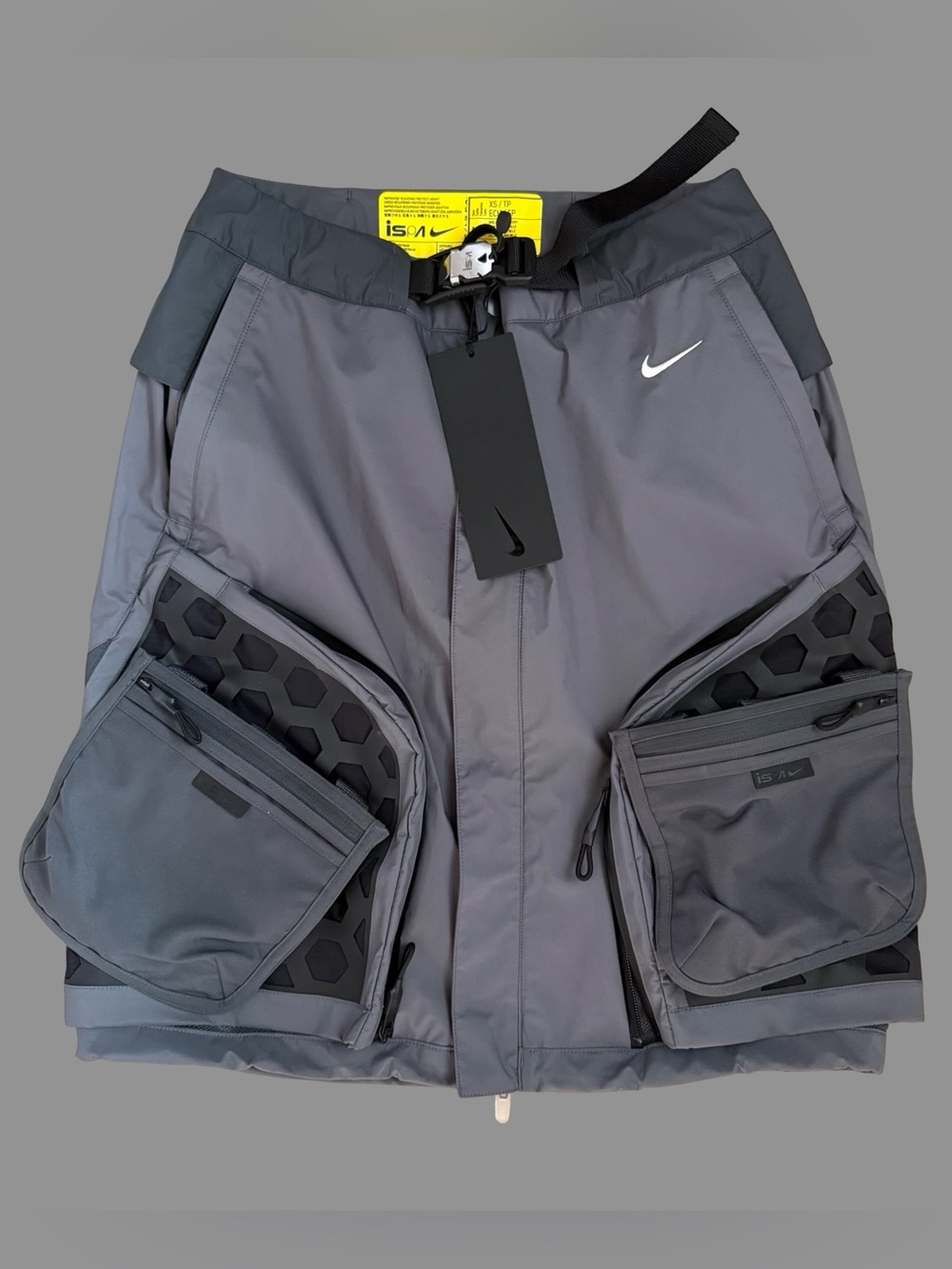 Nike Gray Full Zip Belted Removable Pockets Gorpcore Skirt XS $250 NWT